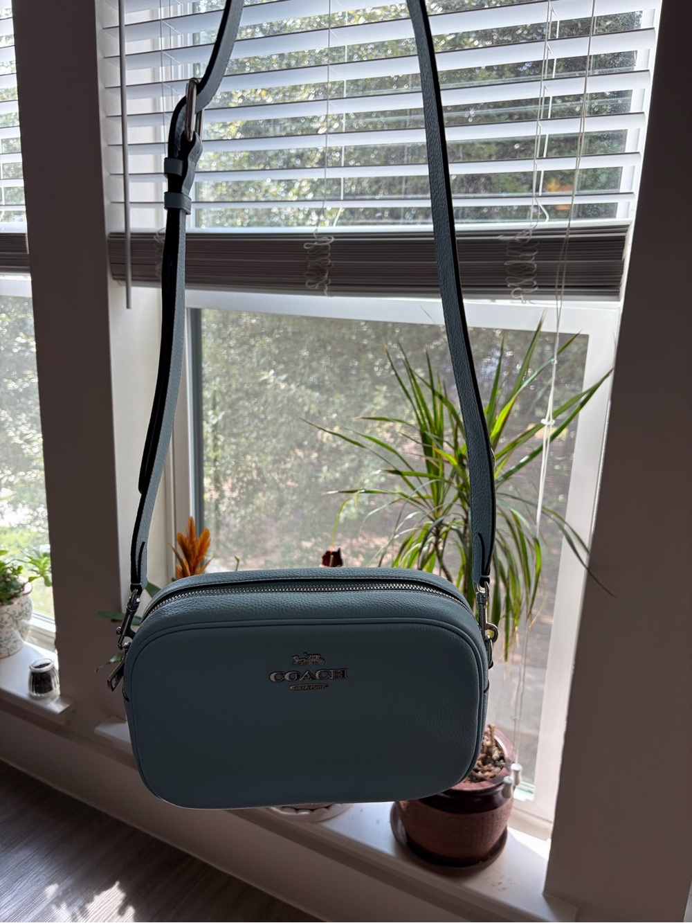 Coach Pebble Leather Crossbody Bag in Light Blue